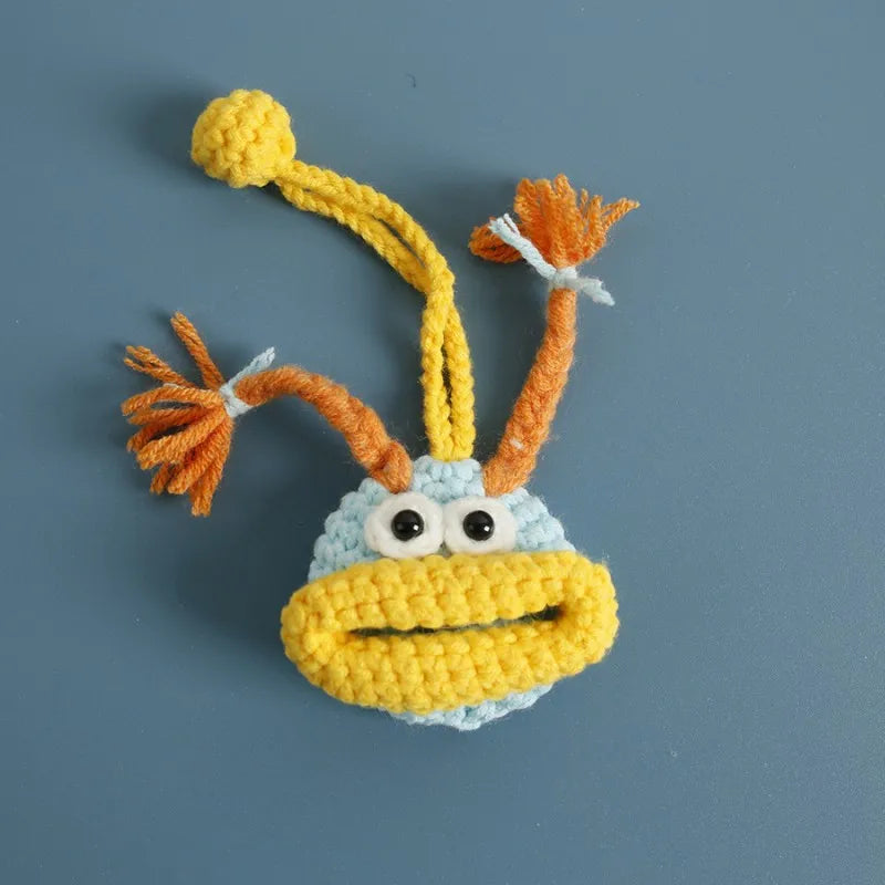 Funny Crochet Keychains Knitting Cute Sausage Mouth Doll Key Holder Knitted Storage Bag Keyrings For Car Keys Wholesale Custom