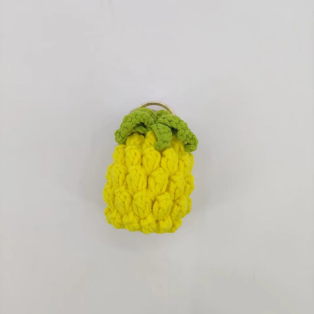 Cute Fruit Series Crochet Keychain Handmaking Knitted Strawberry Keyrings Cute Cherry Keyrings For Bag Pendant Custom Accessory