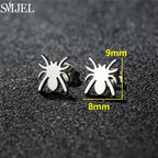 Punk Halloween Earring Black Stainless Steel Ghost Pirate Skull Stud Earrings Women Men Goth Pumpkin Spider Bat Ear Jewelry Gift