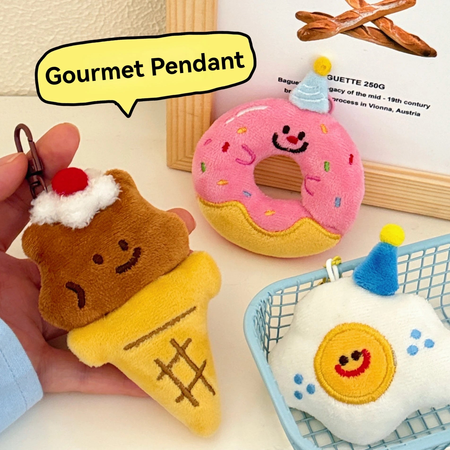 1/6 Pcs Cartoon dessert doll pendant girl's heart versatile keychain backpack decoration doll pendant