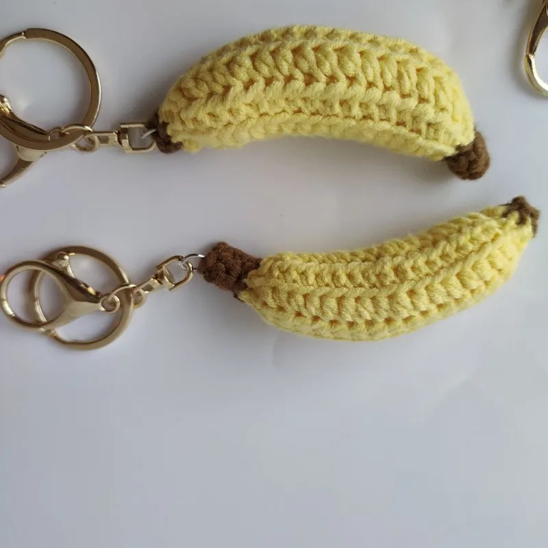 Cute Fruit Series Crochet Keychain Handmaking Knitted Strawberry Keyrings Cute Cherry Keyrings For Bag Pendant Custom Accessory