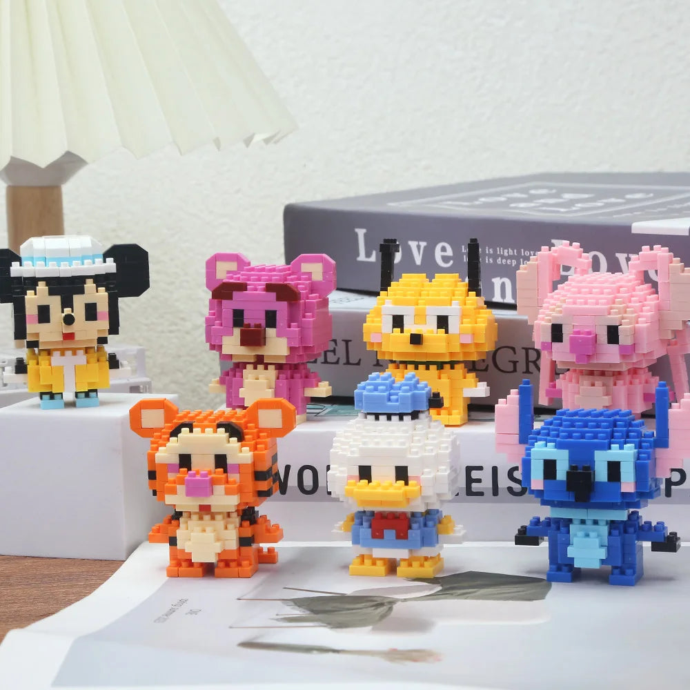 Disney Stitch Building Blocks Anime Kawaii Cartoon mini Action Children's Figures Blocks Bricks Assemble DIY Toys Gift for Kids
