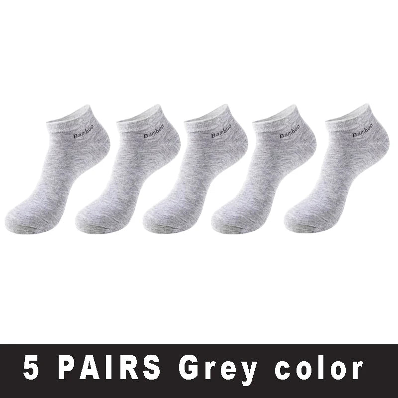 5/10/15 Pairs Men's Bamboo Fiber Socks Short High Quality New Casual Breatheable Anti-Bacterial Man Ankle Socks Men Size 38-45