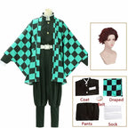 Anime Tanjirou Kamado Costume Anime Cosplay Men Kimono Uniform Halloween Party Demonias Women Clothes Kids Adult