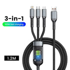 3 in 1 100W USB A Cable Fast Charging Micro USB Data Cord Phone Charger Quick Charge Cable For iPhone Samsung Xiaomi Huawei