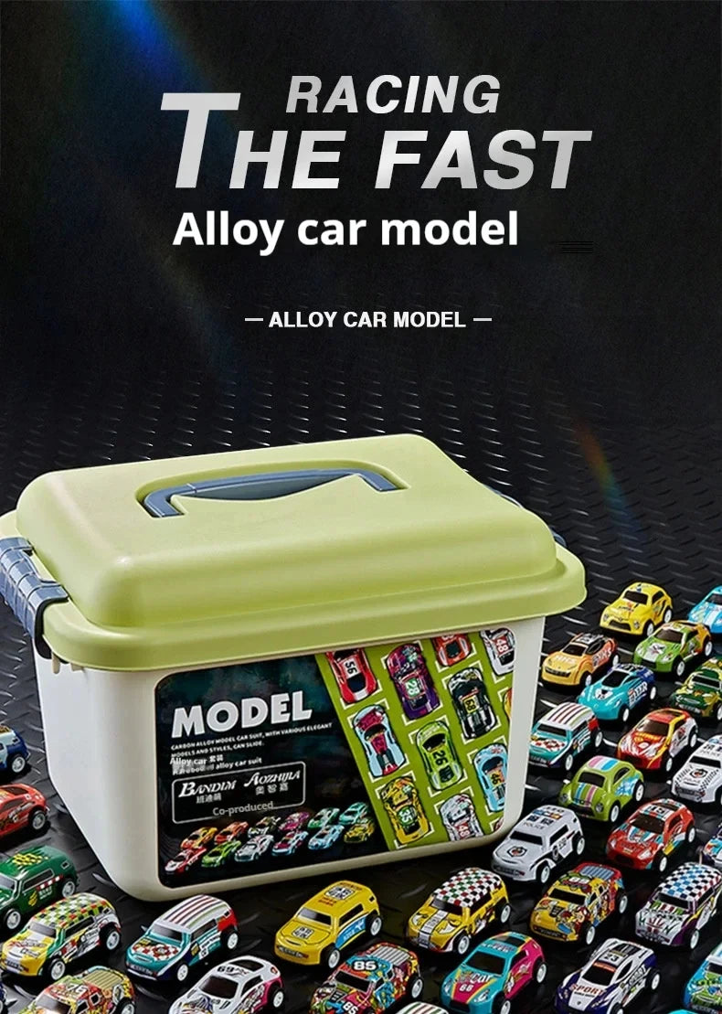 30 - 50PCS Mini Alloy Cars Model Set with Storage Box Diecast Pull-Back Vehicle Toys for Boys, Gift for Christmas, Birthday Gift