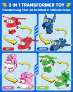Super Wings Toys, Transformable Toys 2 Inch, Airplane Toy for Kids 3-5 Years Old, 15 Packs Transforming Jet Playset, Real Mobile