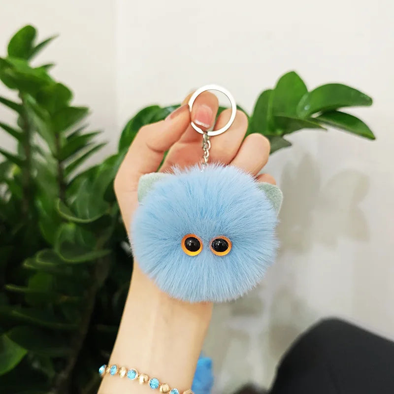 Blush Cat Ball Original Design Cartoon Handmade Plush Pendant Cat Keychain Girly Gift for Girls