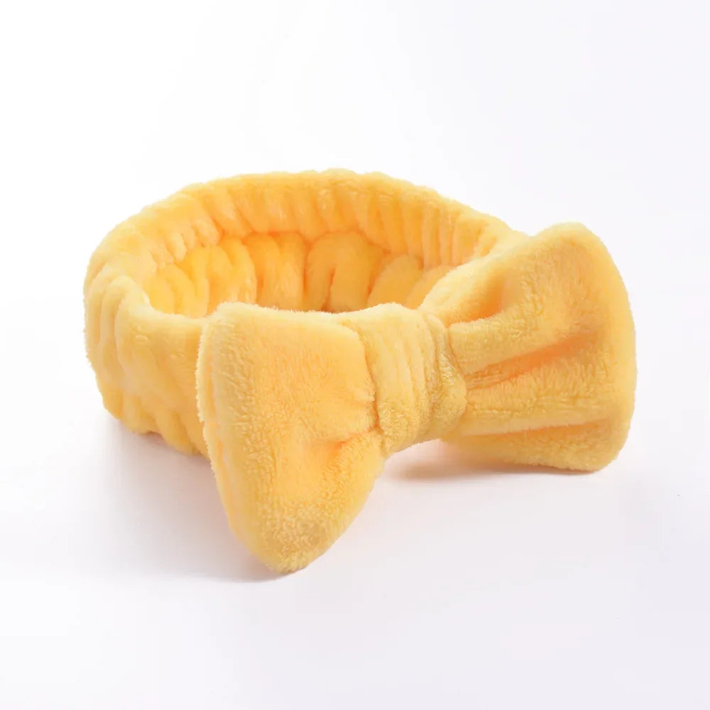 Women Solid Bow Headbands Coral Fleece Makeup Spa Wash Face Turban Head Wrap Girls Hair Towel Accessories Head Band Hairbands