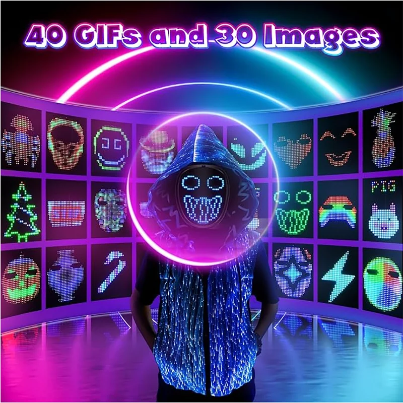 LED Mask with Gesture Sensing Children Electronic Light up Mask for Halloween Party Festival Performance Kids Luminous Mask