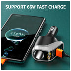 SEAMETAL 66W Car Charger PD20W QC3.0 Port USB Type Fast Charging Phone Charger 12V/24V Universal Cigarette Lighter Power Adapter