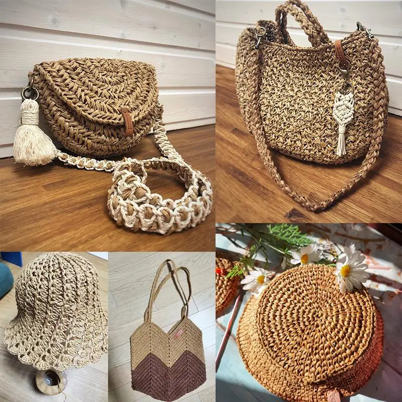 200M Raffia paper rope Straw Yarn For Knitting Crocheting Paper Threads DIY Handmade Summer Sunhat Beach Bag Freeshipping