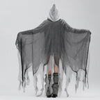 Halloween Witch Cloak with Hood Exaggerated Ripped Grim Reaper Cape Cosplay Props for Party Cosplay Fall Casual Coats Gothic Y2K