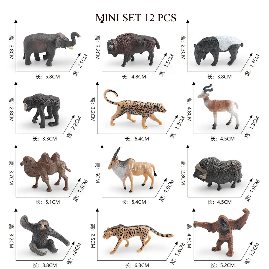 Simulation Mini  Farm Poultry Puppy Crocodile Pegasus Monkey Bird Wildlife Figurine Animal Model Sets Education Kid Toys