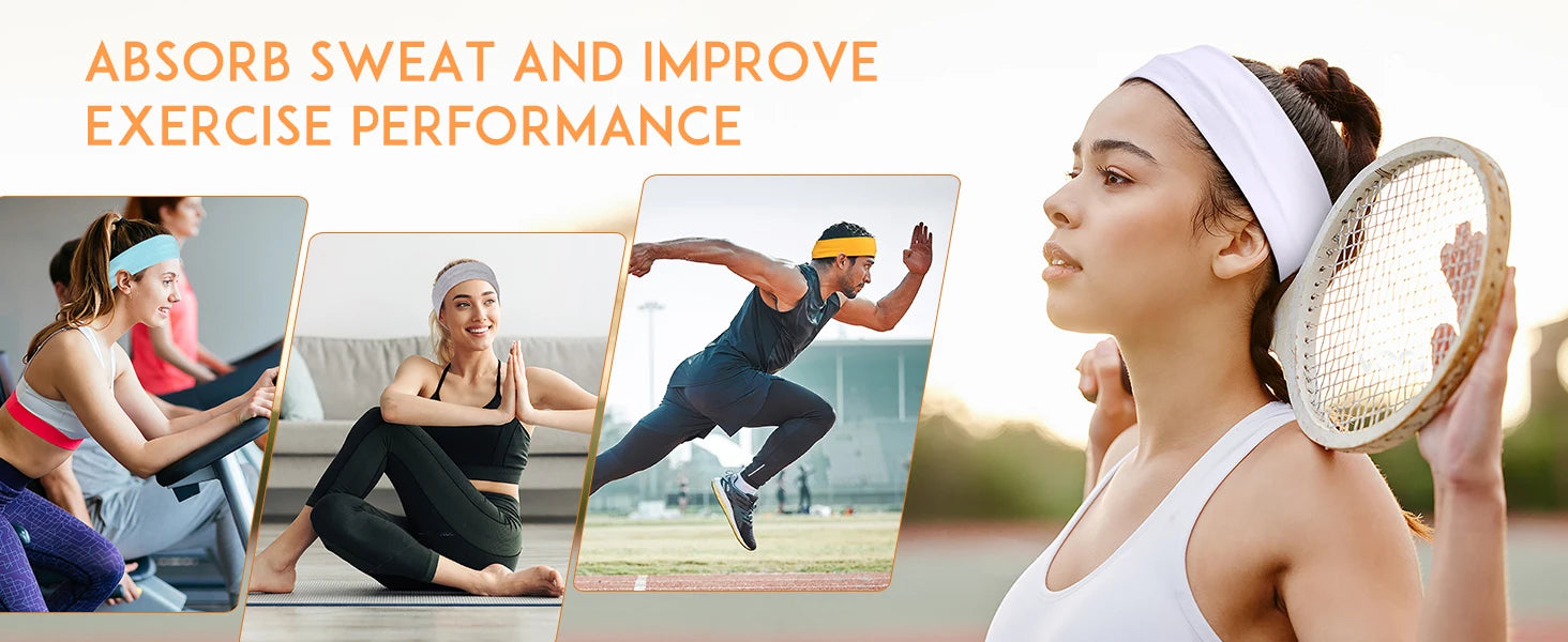 6pcs Unisex Simple Basic Solid Color Leopard Print Face Wash Cycling Running Sports Yoga Leisure Sweat-Absorbing Headband
