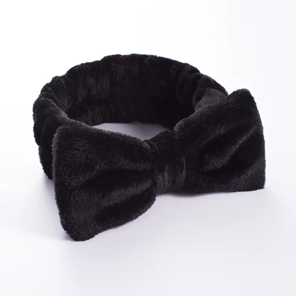 Women Solid Bow Headbands Coral Fleece Makeup Spa Wash Face Turban Head Wrap Girls Hair Towel Accessories Head Band Hairbands