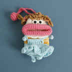 Funny Crochet Keychains Knitting Cute Sausage Mouth Doll Key Holder Knitted Storage Bag Keyrings For Car Keys Wholesale Custom