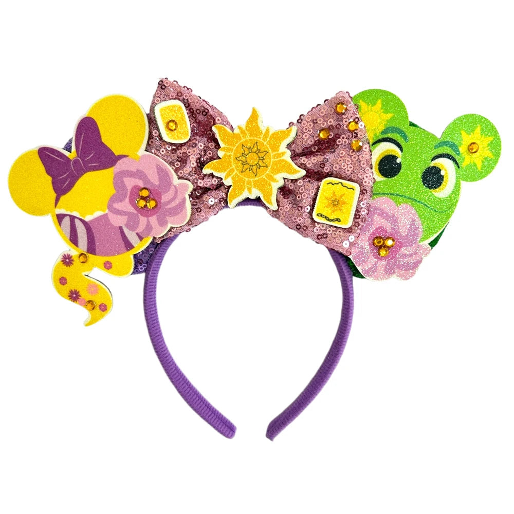 Mouse Ears Headband Cartoon Sequin Bows Headband Birthday Party Christmas Halloween Princess Cosplay Costume For Women Adult