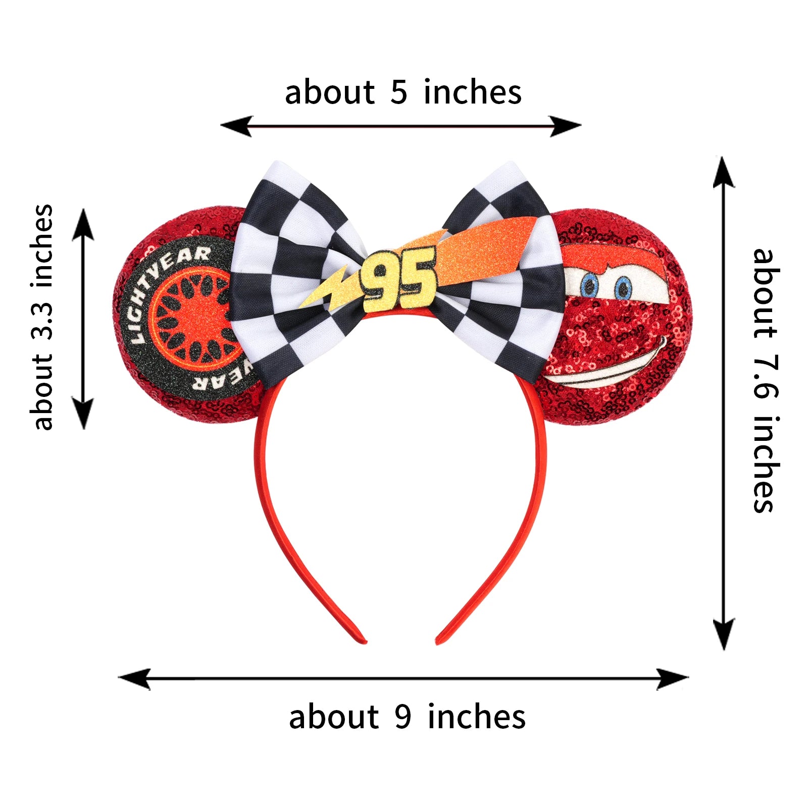 Disney Pixar Cars Kawaii Ear Headbands for Adults Lightning McQueen Hairband Cars on The Road Headwear Girl Bow Hair Accessories