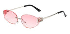 Rimless Oval Sunglasses Women UV400 Oversized Gradient Black Lenses Metal Frame Punk Decorative Glasses Men Goggles Female