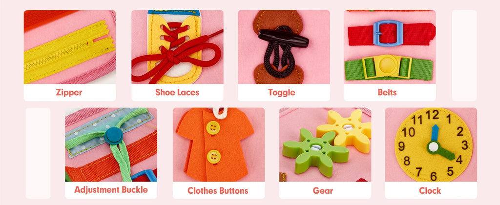 Toddler Montessori Busy Board Activities Education Toys Basic Dress Motor Skills Baby Travel Learning Toys For Christmas Gift