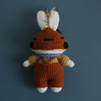 Cute Mushroom Rabbit Crochet Keychains Handmaking Crochet Cartoon Rabbit Doll Keyring For Bag Pendant Knitted Animal Doll Custom