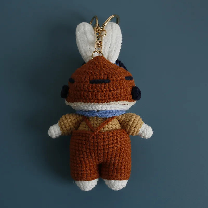Cute Mushroom Rabbit Crochet Keychains Handmaking Crochet Cartoon Rabbit Doll Keyring For Bag Pendant Knitted Animal Doll Custom