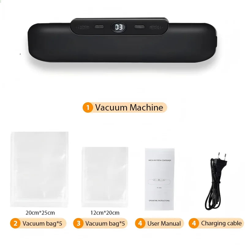 HOMEFISH Household Vacuum Sealing Machine Small Food Preservation Compression Packaging Plastic Sealing Machine for Kitchen Use