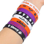 12/24PCS Silicone Bracelets Halloween Decorations Kids Wristband Pumpkin Skull Ghost Bat Halloween Party Favor Gift Bag Fillers
