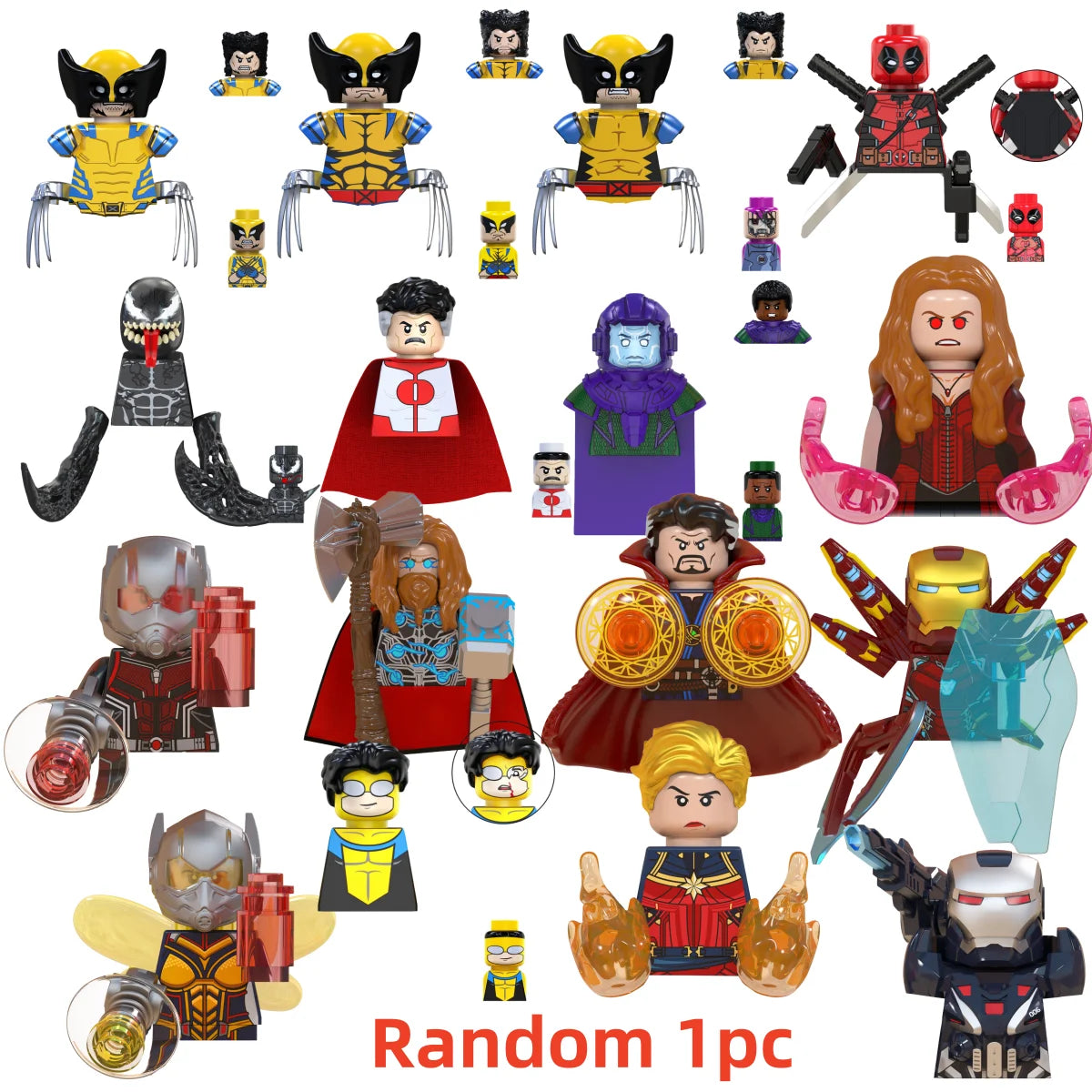 Blind Box Mini Building Blocks TV6205 Figures Big Goblin Spiderman Iron Man Venom Captain Hawk Deadpool Armor Christmas Gift Toy