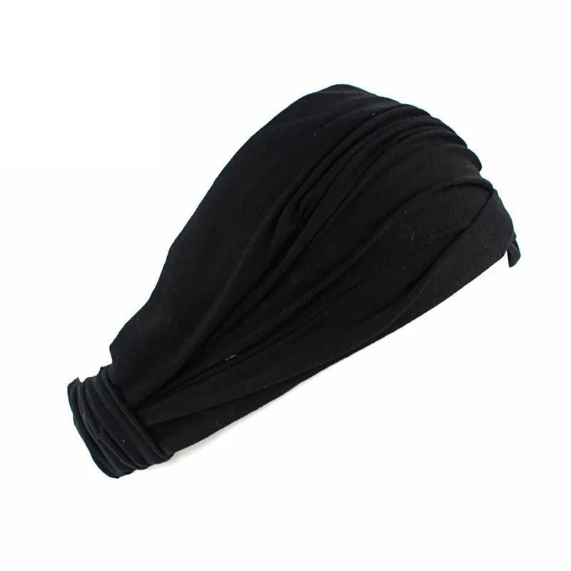 New Summer Women Solid Cotton Headband Elastic Wide Soft Girls Sports Yoga Knotted Headband Running Sweatband For Tennis Gym