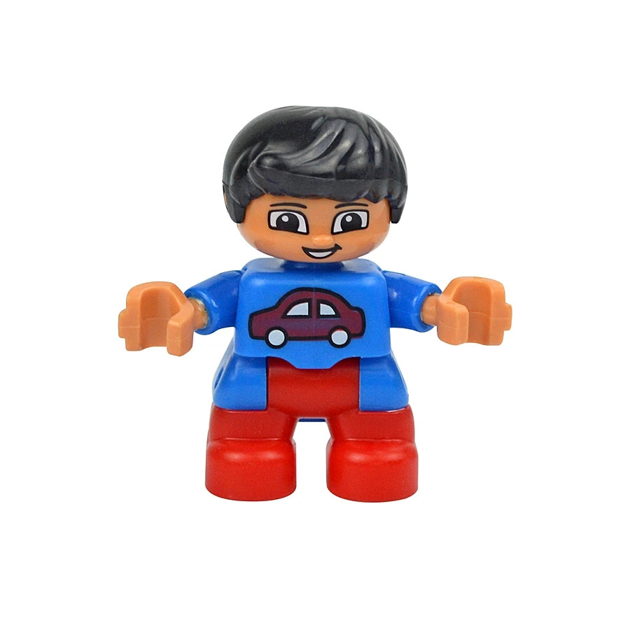 Big Size Figures Building Block Doll Family Farmer Pirate Worker Doctor Policemen Large Brick Compatible Build House Duploes Toy