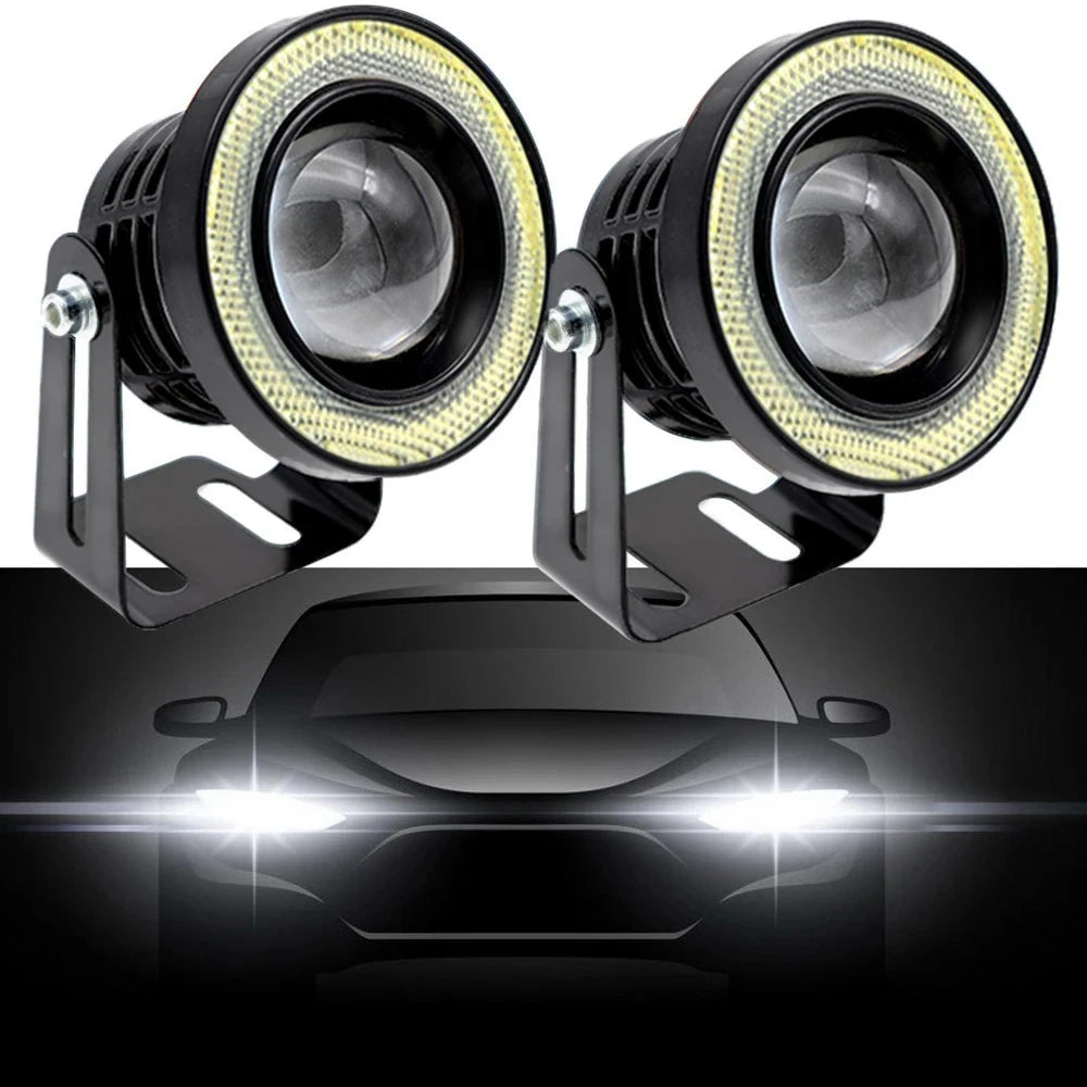 Car COB Auto DRL Led 12V HeadLamps Angel Eyes Fog Lamp Waterproof Headlights Daytime Running DayLight Turn Signal Trunk Led