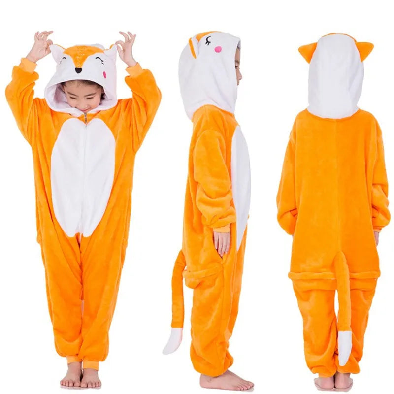 Cartoon Kigurumi For Children Kids' Animal Onesie Pyjamas Dog Wolf Dragon Dinosaur Halloween Carnival One-piece Costume Homewear