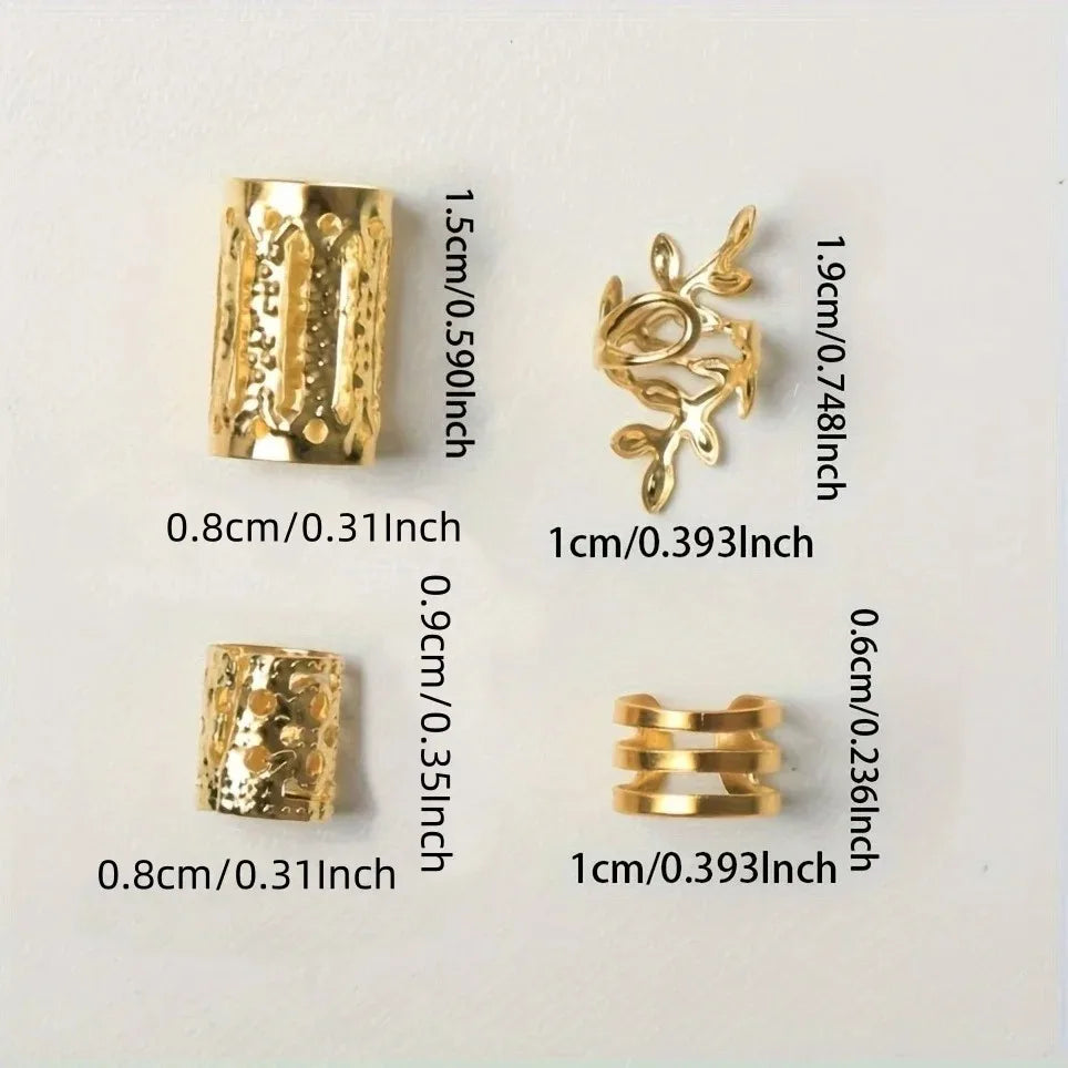 40PCS/Set Women's Elegant Hollow Hair Rings Set with Various Patterns DIY Hair Accessories for Girls Loc Hair Jewelry for Braids