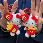 Hello Kitty  10Cm Keychain Plush Straw Hat Doll Kawaii Pendant Anime Cartoon Plushie Toy Christmas Gifts For Children