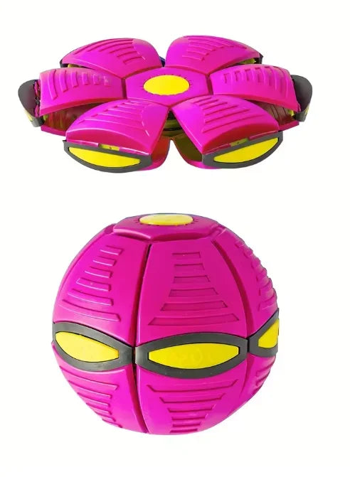 Magic UFO Flying Flat Disc Ball Toy with LED Light Outdoor Garden Sport Deformable Stress Relief Vent Ball for Kids Boys Girls