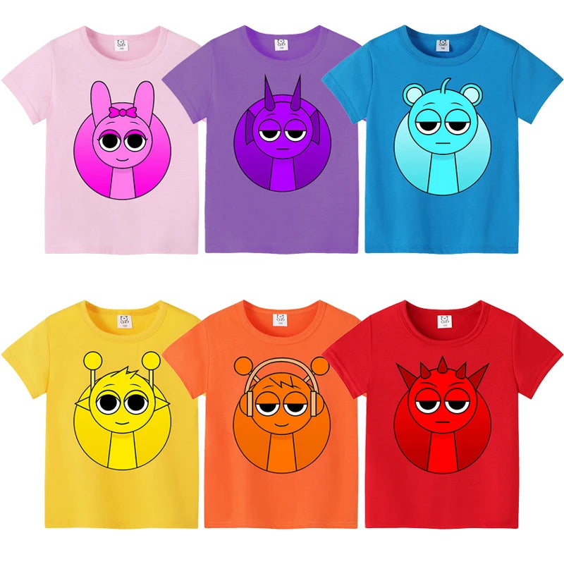 Sprunkis Boys Girls Child T Shirt Clothes Tops Children's Clothing Summer Cute Cotton Short Sleeve Tee New Kids Birthday Gifts