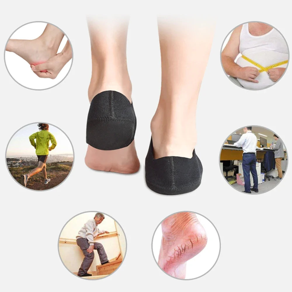 Plantar Fasciitis Heel Spur Foot Support With U-Shaped Silicone Gel Heel Cups for Heel Pain Relief Insoles for Man Woman Walking