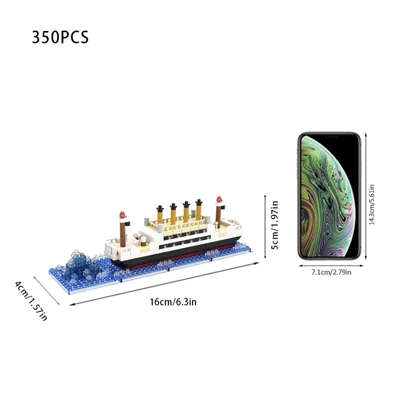 Micro particle building block assembly toy Titanic giant male and female puzzle cruise ship model children's toy