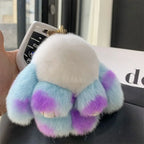 Plush Key Chains Bag Hanging Pendant Car Key Ring Mini Rabbit Hair Bow Bag Strap Cute Bunny Couple Keychain
