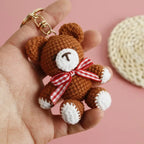 Cute Small Bear Keyrings For Couple Gifts Handmaking Knitted Bear Doll Keychain Animal Doll Crochet Keychain Custom Accessories
