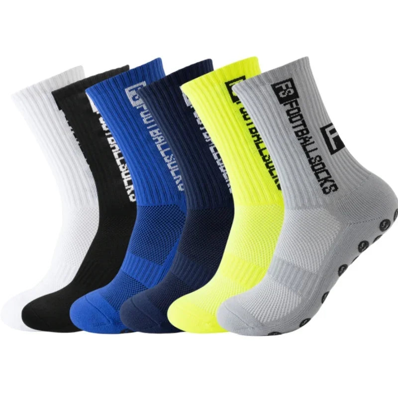 6Pairs/Lot FS Football Socks New Style Round Silicone Suction Cup Grip Anti Slip Soccer Socks Sports Men Baseball Rugby Socks