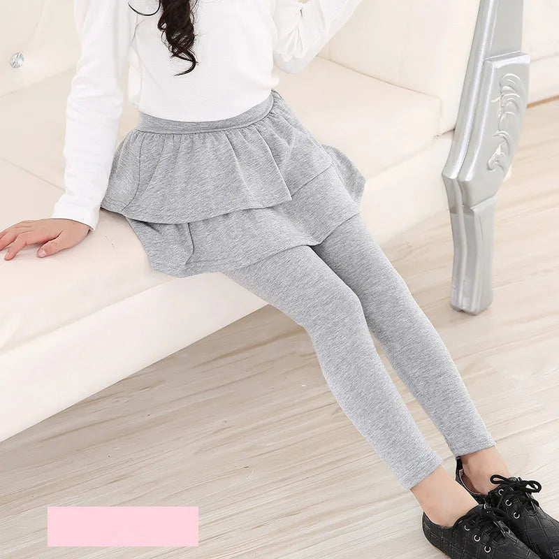 Kids Leggings for Toddler Baby Girls Pants Spring Autumn Fake Two Skirt-Pants Children Trousers Cotton Legging 2-10 Y