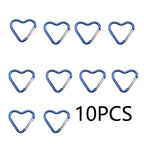 10PCS Carabiner Keychain Clip Heart-shaped Aluminum Small Carabiners Tactical Clips Outdoor Tools Water Bottle Keyring HWXGJ04