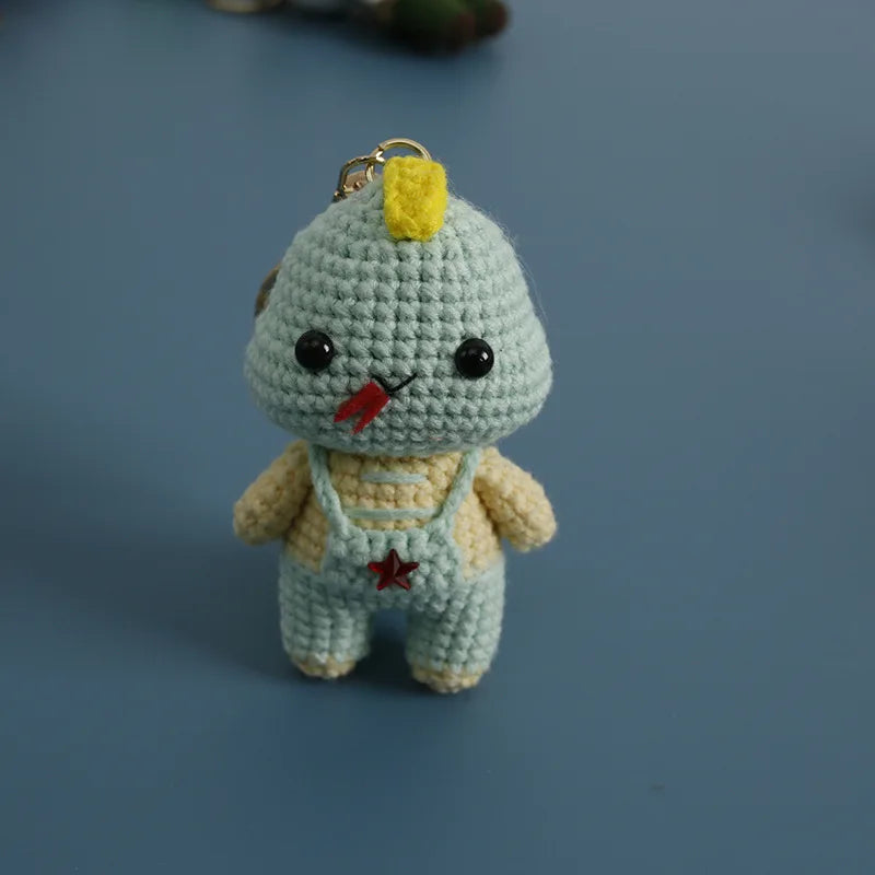 Creative Small Animal Doll Handmake Crochet Keyrings For Bag Pendant Cartoon Puppy Keychain Knitting Animal Doll Keyring Custom