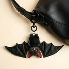 Plush Black Bat Keychain Gothic Transformable Bat Key Ring Pendant Backpack Bag Purse Charm Halloween Gift Gothic Bat Keyring