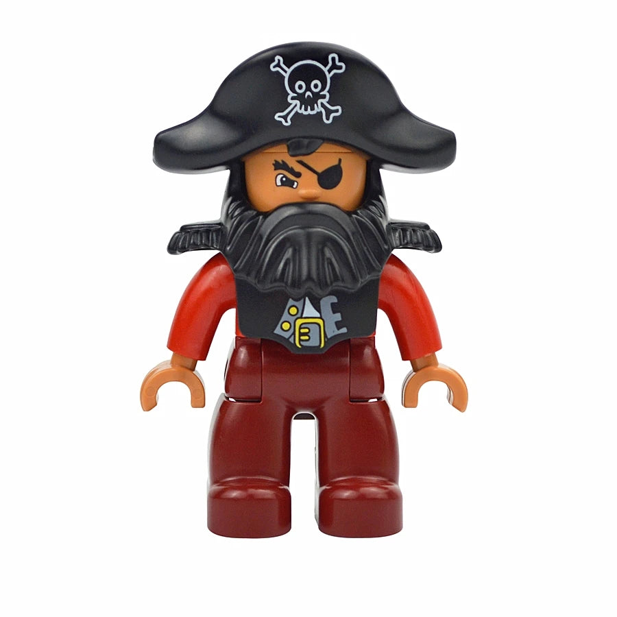 Big Size Figures Building Block Doll Family Farmer Pirate Worker Doctor Policemen Large Brick Compatible Build House Duploes Toy