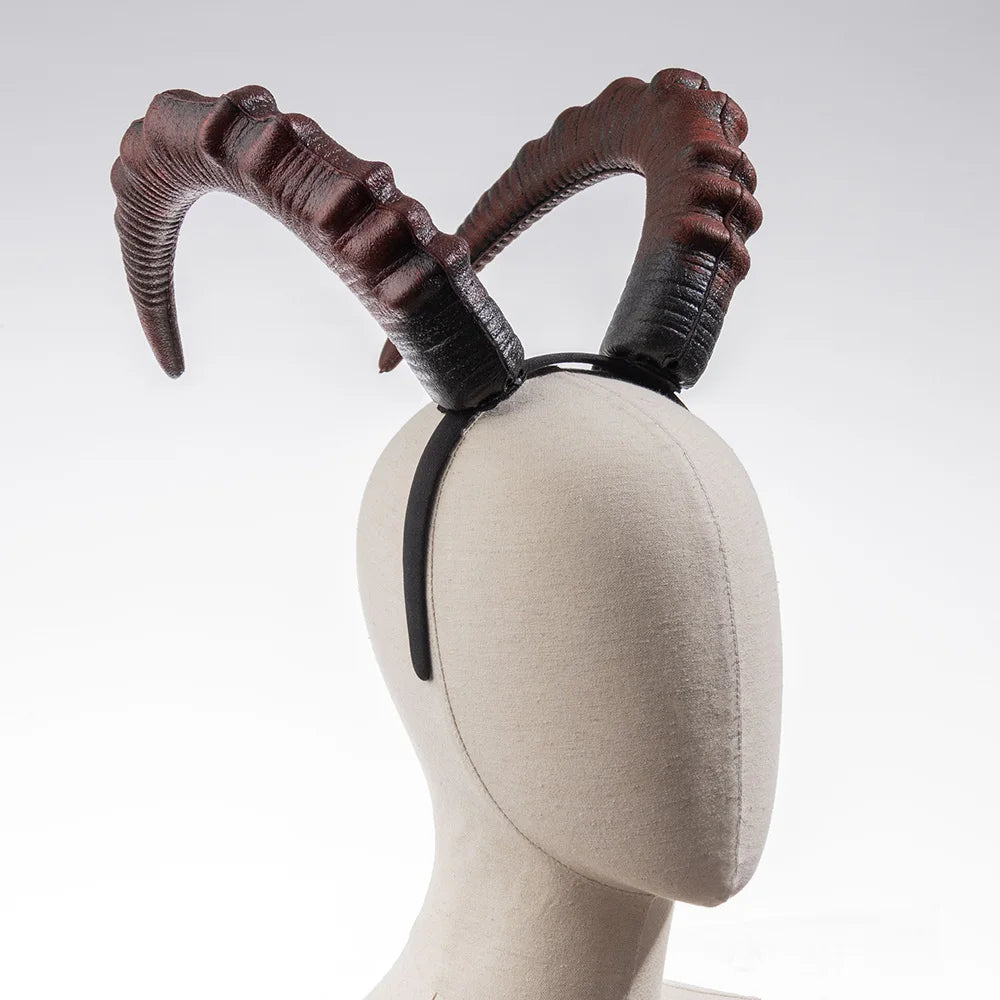 Black Red Demon Horn Headpiece Cosplay Women Gothic Devils Animal Ox Horns Headwear Halloween Carnival Party Costume Props