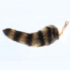 25cm Cute Fox-Racoon Tail Keychain Fur Pendant Key-Chain Bags Charm Keys-Holder Couple Keyrings for Backpack Car Decoration